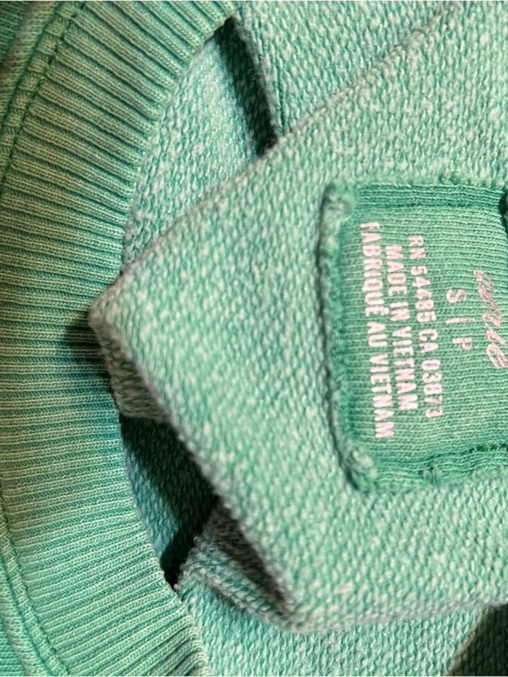 Aerie sweatshirt green crewneck slouchy relaxed lounge pocket small pullover - Picture 4 of 7